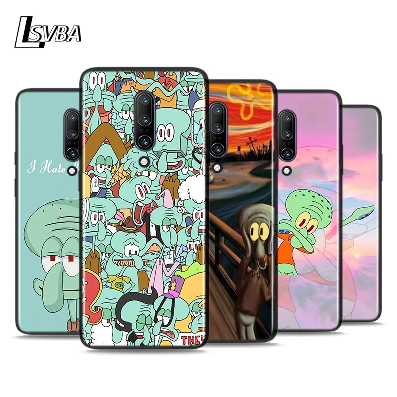 

Silicone Black Cover Cartoon Squidward Tentacles For OnePlus 5T 6 6T 7T 7 7 8 Pro Phone Case Shell Coque