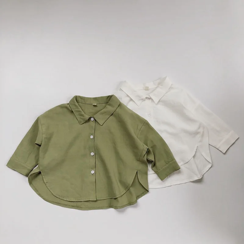 

Новинка 2021, демисезонная футболка для маленьких мальчиков и девочек, детская Однотонная рубашка с длинным рукавом для маленьких мальчиков ...