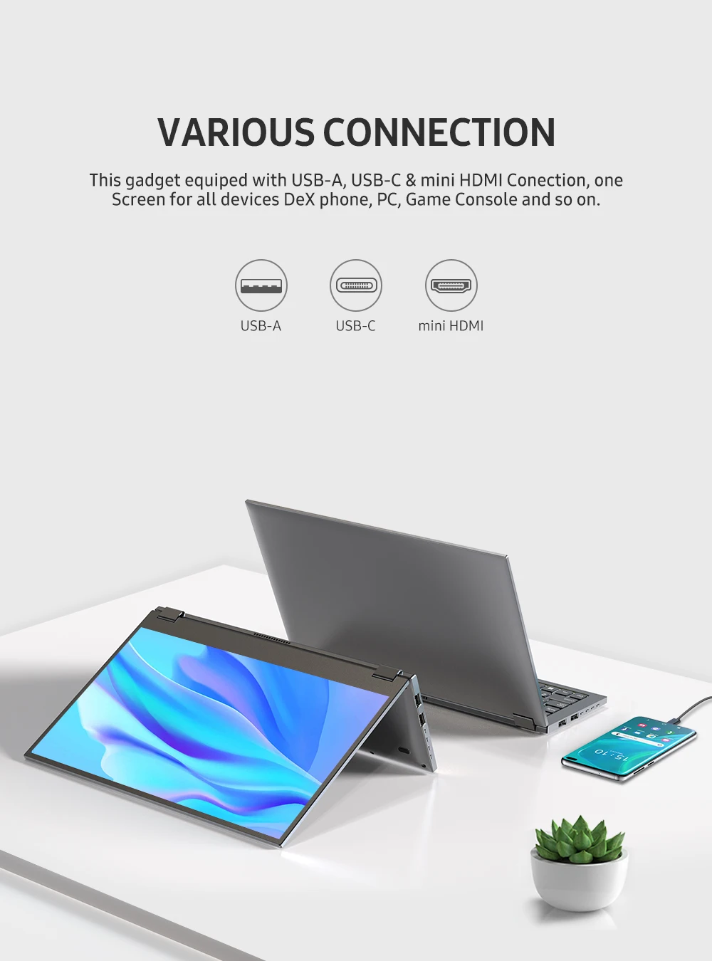 uperfect x lite 14 rechargeable portable monitor lcd screen keyboard battery mobile phone display lap dock for huawei samsung free global shipping