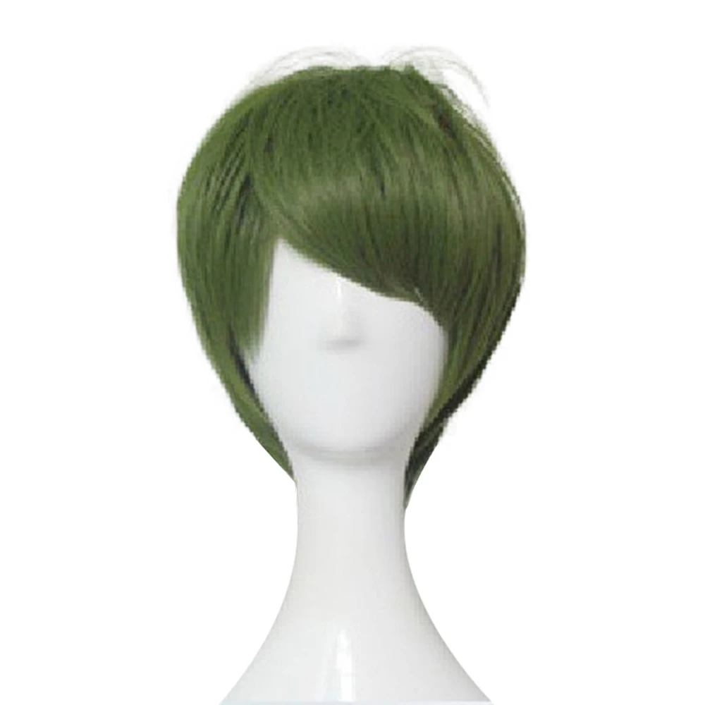 navy green HAIRJOY синтетические волосы Короткий прямой парик для косплея Фиолетовый Синий блонд зеленый коричневый 6 цветов - Цвет: navy green