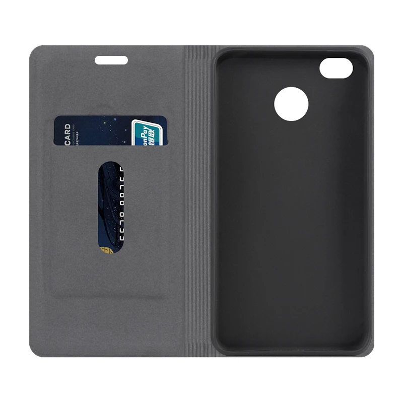 Чехол книжка из искусственной кожи с текстурой древесины для Xiaomi Redmi 4X деловой