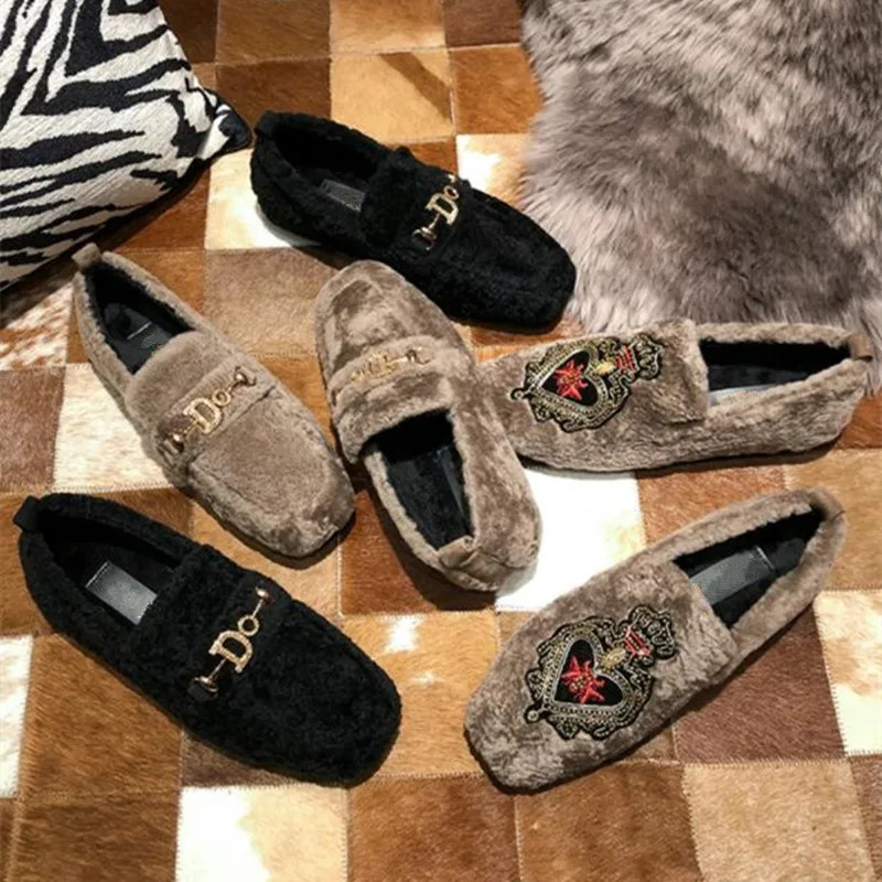 Меховые лоферы с квадратным носом без шнуровки кожаная обувь на плоской подошве