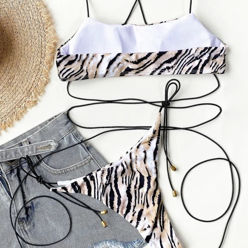 

Bathing Suit Patchwork New Swimsuit Women's Fashion Leopard Print Bikini Sexy Wait Lace Swimsuit Women's Bikini Set Biquini