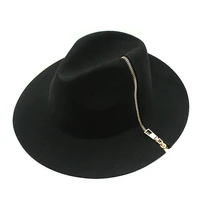 2021 new cool black zipper fedora vintage women ladies floppy wide brim wool felt fedora cloche hat
