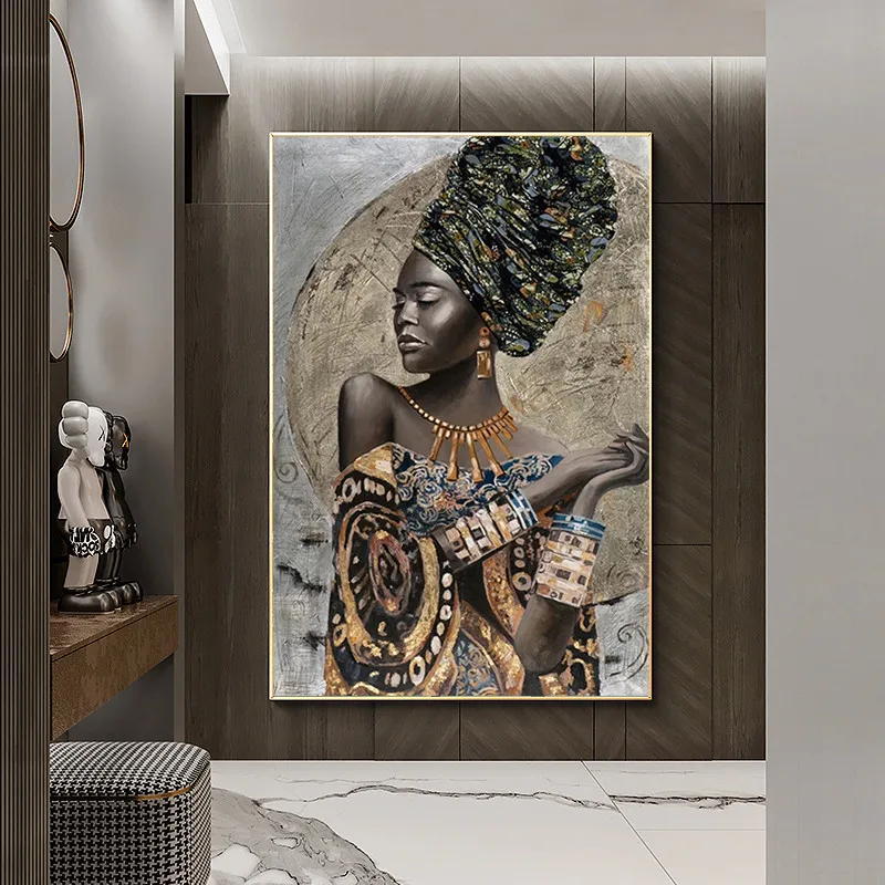

Graffiti Art African Girl Canvas Painting Abstract Posters and Prints Wall Art Pictures for Living Room Wall Decoration Cuadros