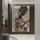Художественные абстрактные плакаты и принты в стиле граффити с Африканской девушкой, настенные картины для украшения стен в гостиную