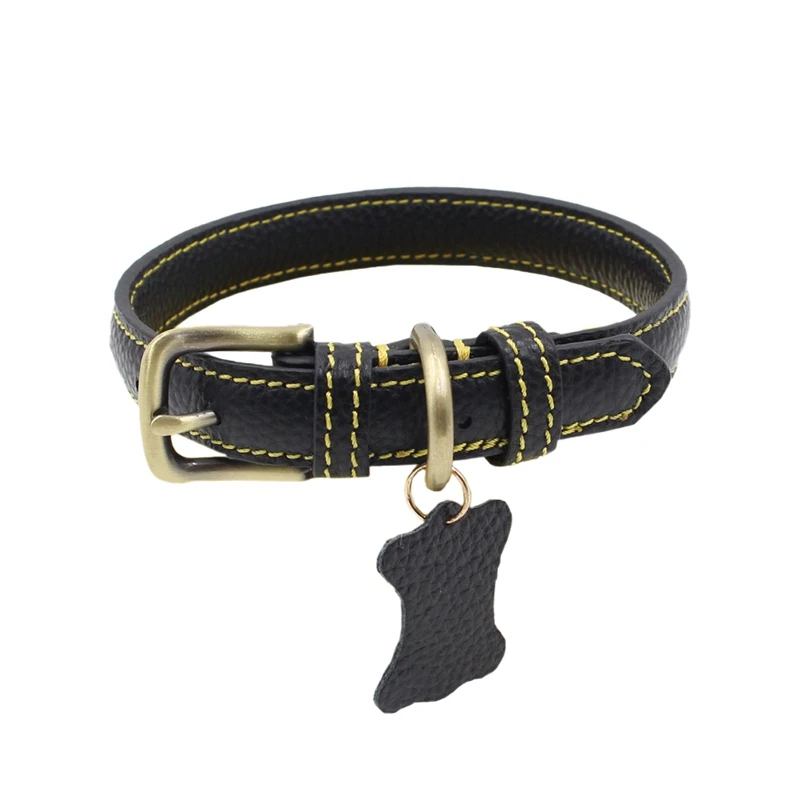 Кожаный ошейник для собак регулируемый с поводком Pitubull немецкая овчарка большие