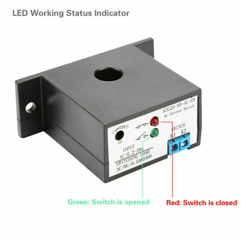 

NO/NC Current Sensing Switch Adjustable AC 0.2-30A SZC23 IP30 Adjustable AC Current Sensing Switch Electrical Equipment Sensor