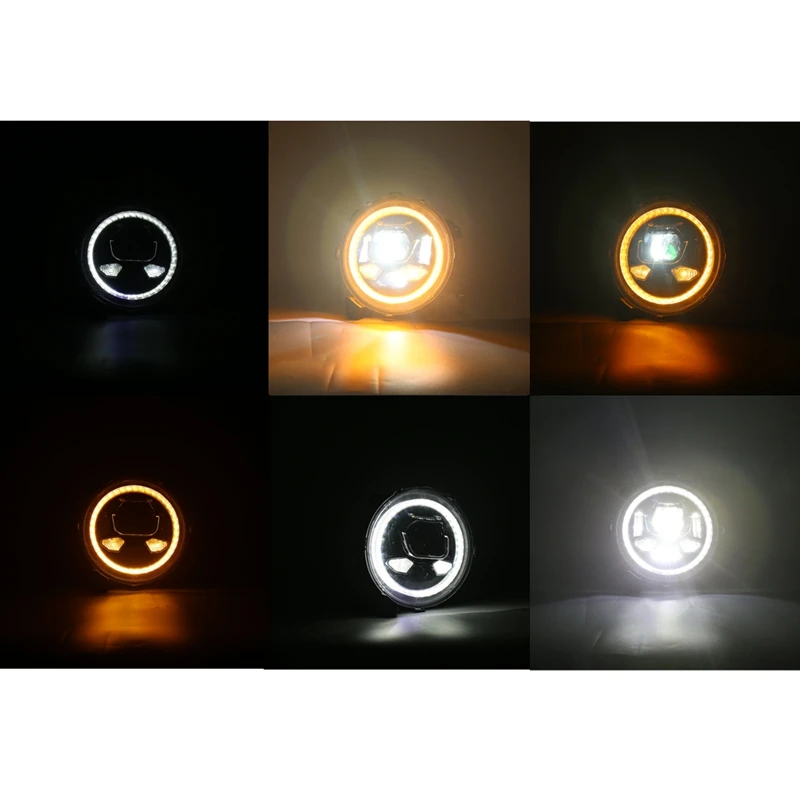 7 Inch LED Headlight RGB Halo Ring Angel Eyes Round Multicolor DRL Bluetooth Remote for Jeep Wrangler JK TJ | Автомобили и