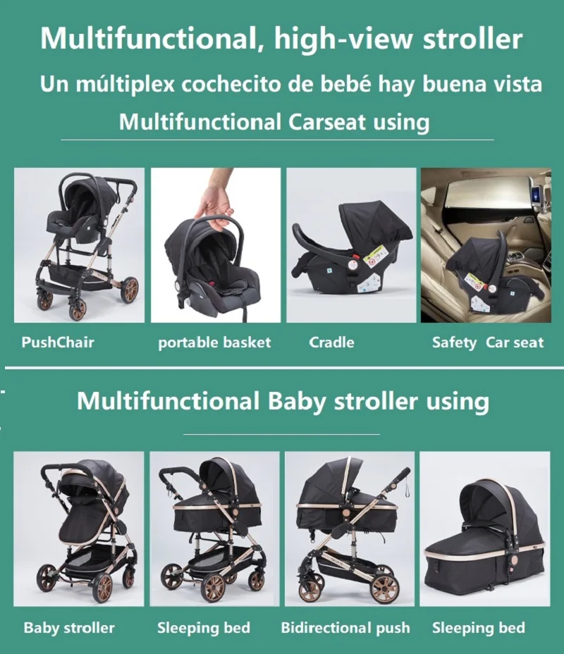 

Baby Stroller 3 in 1 luxury umbrella newborn baby strollers High Landscape Stroller Folding strollers baby trolley baby pram