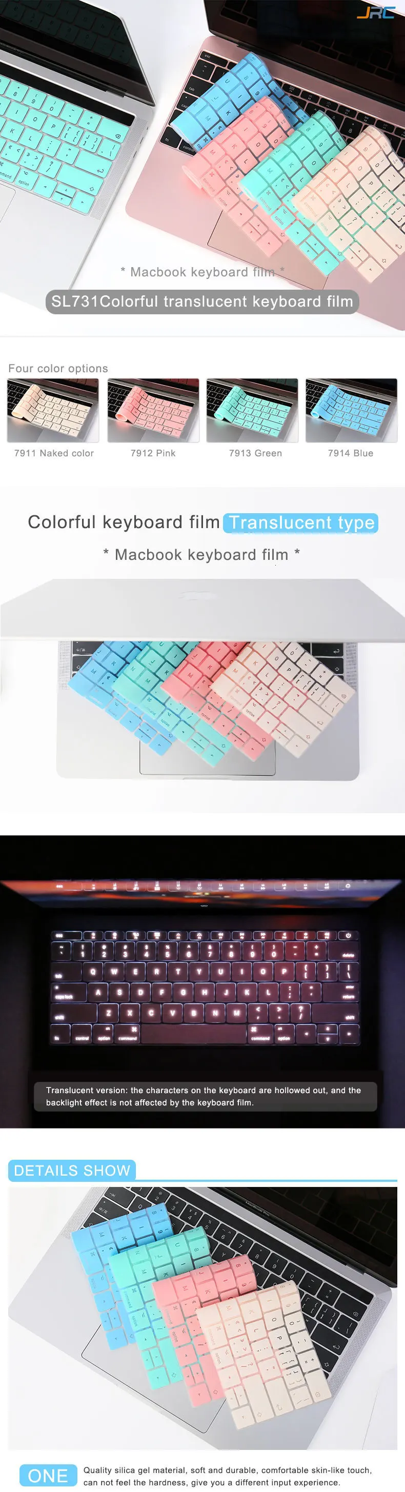 Цветная полая Защитная пленка для клавиатуры для Macbook 12, 13pro без сенсорной панели, 13/15pro touch bar, 13 Air, 13/15 pro retina