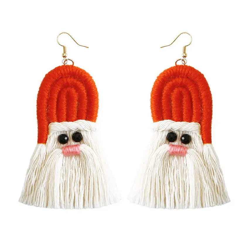 

Rainbow Cotton White Beard Tassel Santa Claus Earrings for Women Creative Cartoon Christmas Gifts Jewelry Wholesale