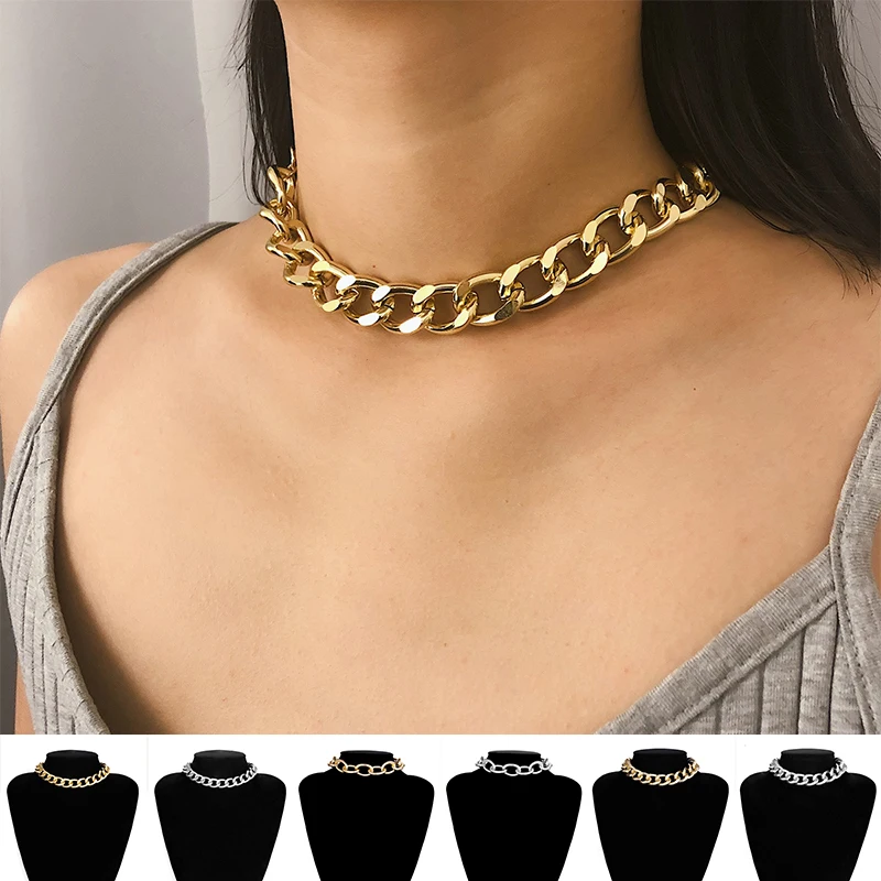 Женский чокер в стиле панк массивное короткое ожерелье с толстой цепью Модная