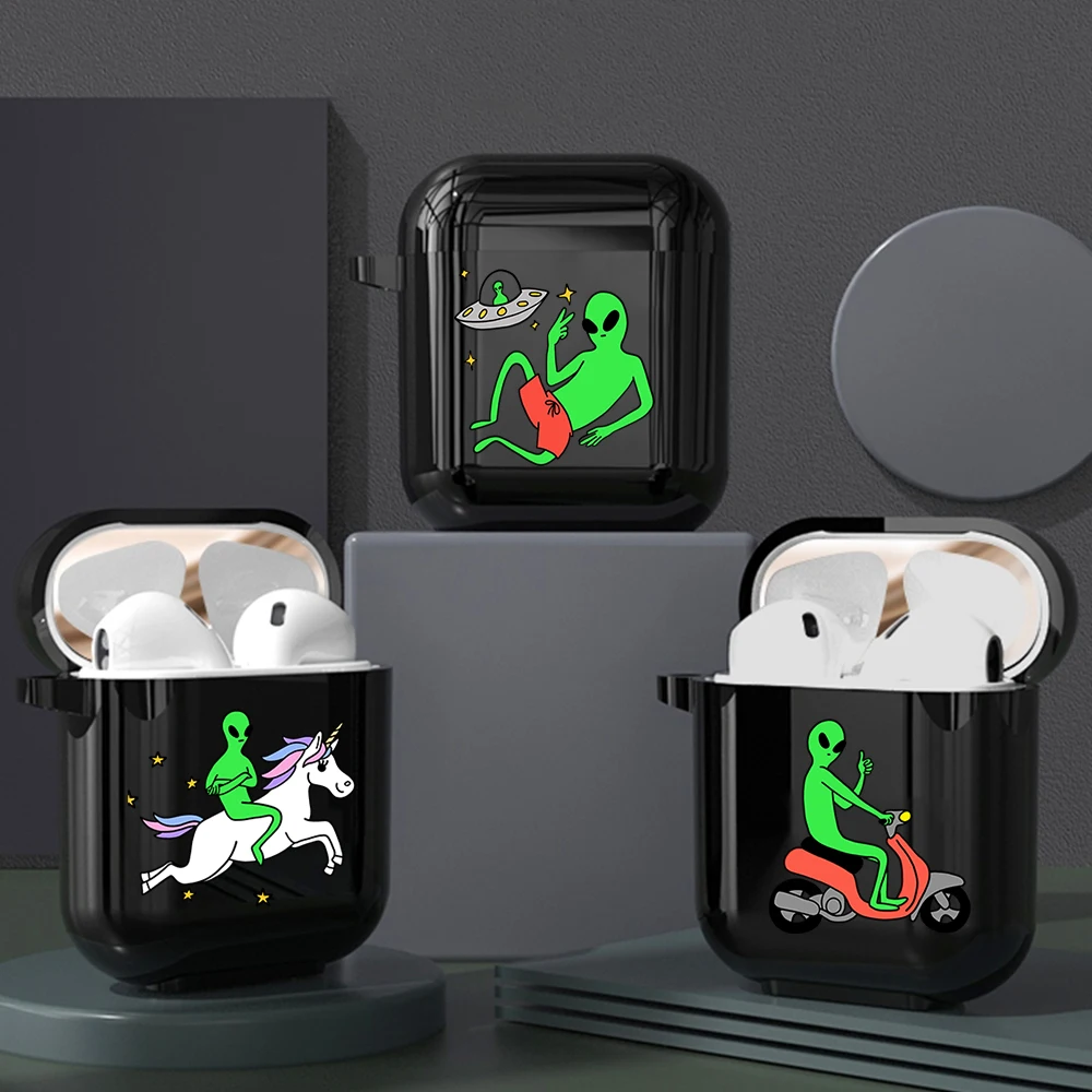 Лидер продаж красивые Alien ломается мягкий чехол для Apple AirPods 2 1 Черный силиконовый