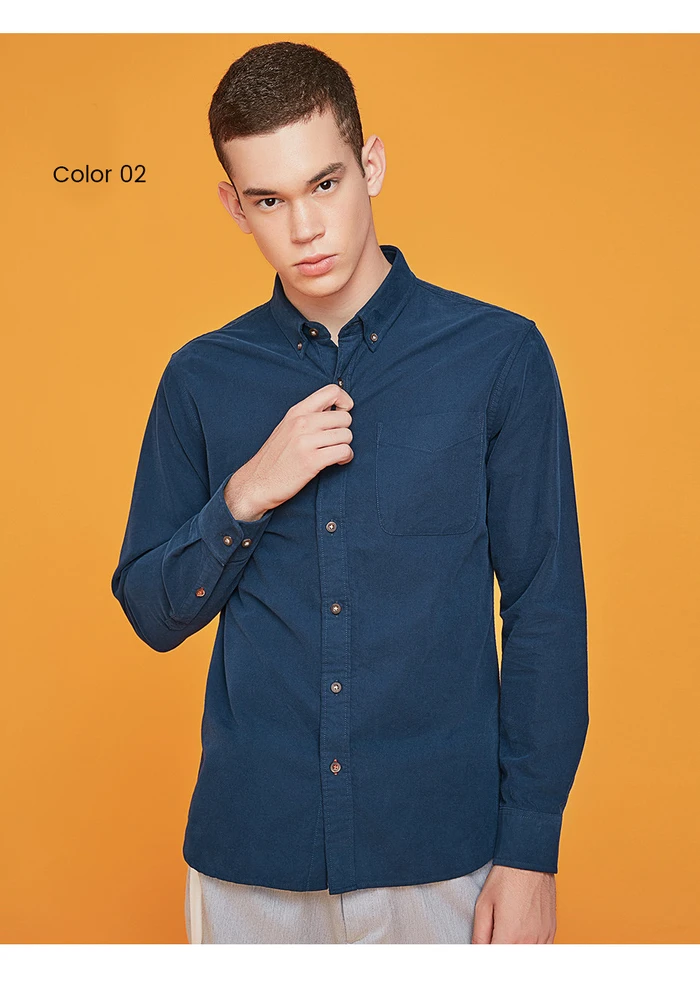 Giordano мужская приталенная рубашка slim fit,из натурального хлопка, с длинными рукавами
