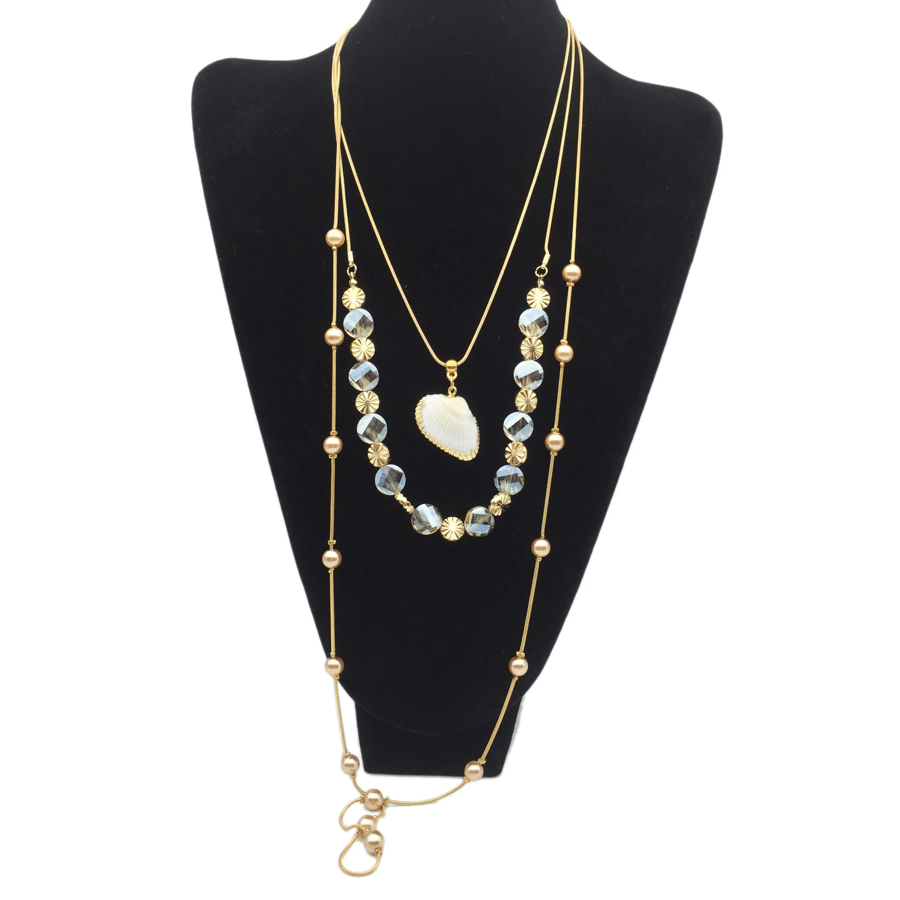 Ожерелье женское многослойное с жемчужинами и ракушками|Ожерелья подвеской| |