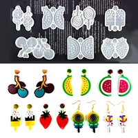 cherry watermelon jewelry making tools lollipop earrings resin mold fruit series pendant molds resin silicone mould