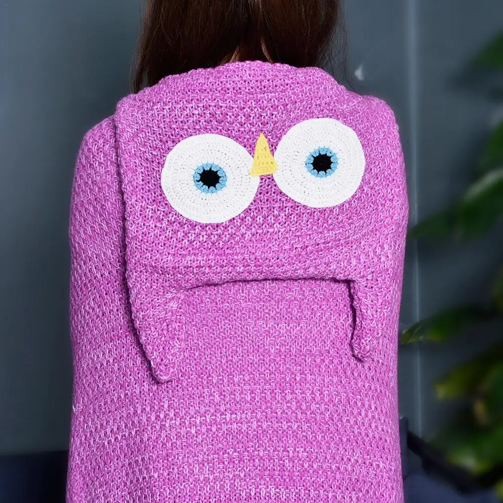 Вязаное крючком одеяло с изображением совы из мультфильма толстовка капюшоном