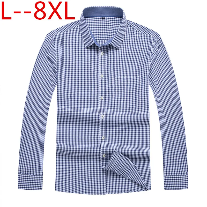

Long 10xl Casual 8xl 6xl Sleeved Plaid loose Fit Male Social Business Dress shirt Brand Men Clothing Soft Comfortable