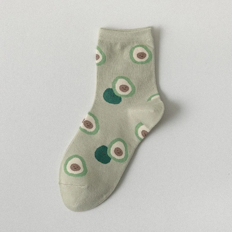 

Spring Summer Fashion Women's Socks Japanese Style Kawaii Cute Long Socks Avocado Print Harajuku Vintage Streetwear Crew Socks