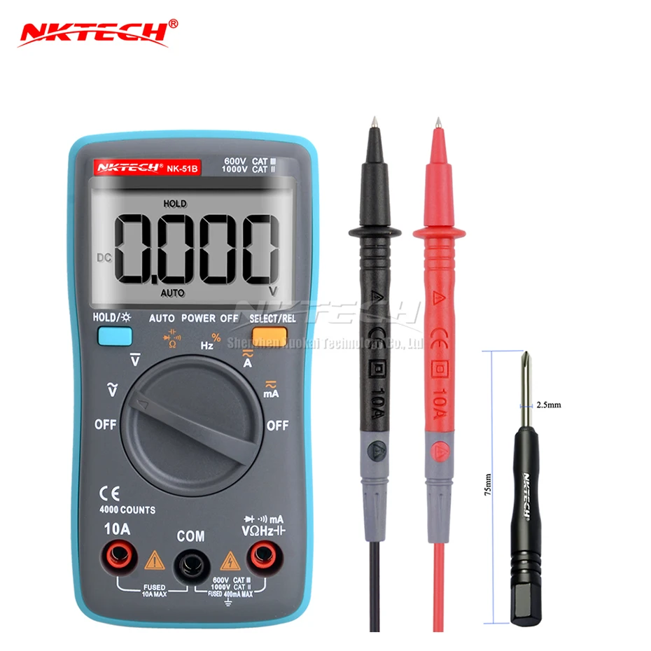 NKTECH Цифровой мультиметр мини ЖК-дисплей карман NK-51A NK-51B NK-51C NK-51D истинного среднеквадратичного значения переменного тока Амперметр Вольтметр переменного тока постоянного тока Вольт Ампер Омметр темп Гц - Цвет: NK-51B 4000 Counts