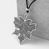 1pcs large hollow filigree maple leaf pendants velvet cord necklace choker