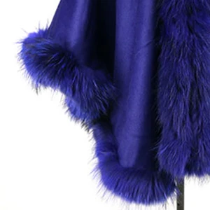 royal blue Gennuine женские меховые шарфы кашемир четыре слоя лисий мех трендовая Женская Пашмина однотонная модная шаль пончо накидка - Цвет: royal blue