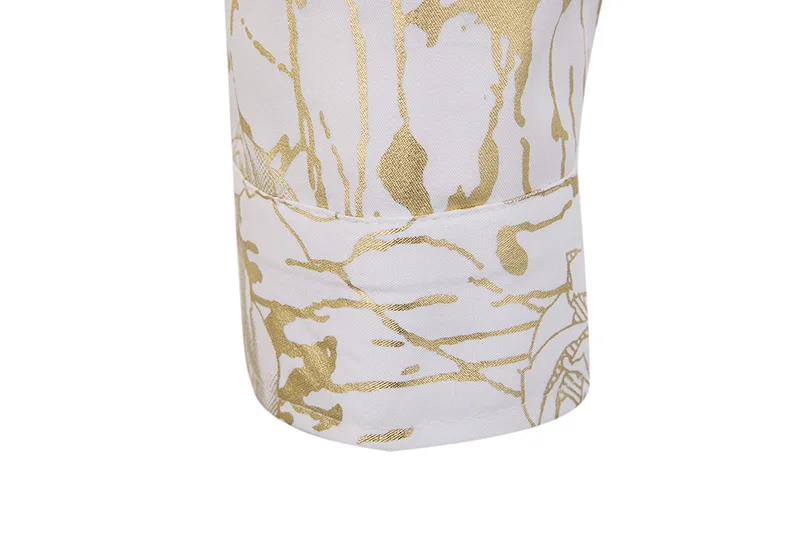 Мужские Золотые рубашки с цветочным принтом приталенная рубашка длинным рукавом