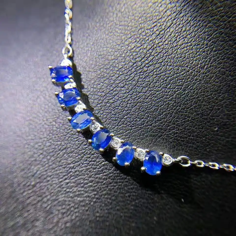 Natural Sapphire Gemstone Necklace 925 Pure Silver Fashion Fine Wedding Jewelry for Women Free Shipping MeibaPJFS | Украшения и