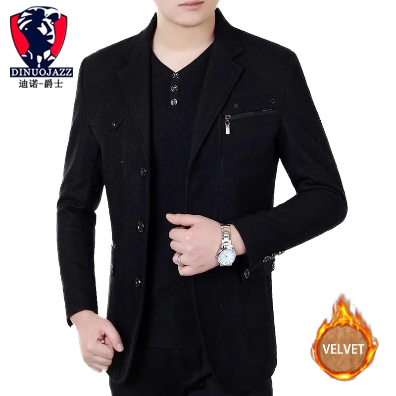 black Plus cashmere Мужское зимнее пальто, мужское пальто, шерстяное мужское пальто, теплое, на молнии, с карманами, украшение, с отворотом, с отложным воротником, костюм - Цвет: black Plus cashmere
