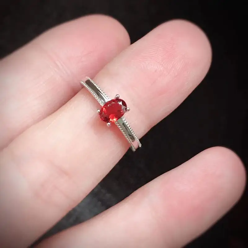 

nature Garnet Ring Solitaire 925 Sterling Silver Rings for Women Engagement Ring Silver 925 Gemstones Jewelry