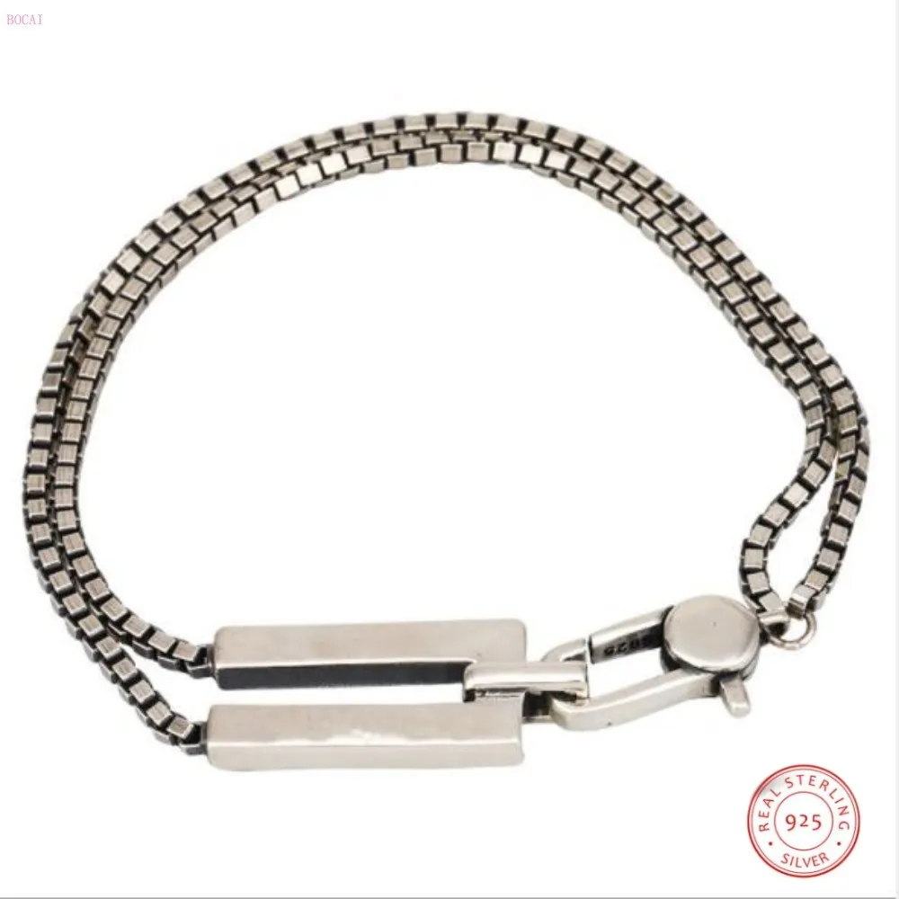 BOCAI S925 Серебряный браслет тайский серебряный прилив мужская сумка в стиле ретро