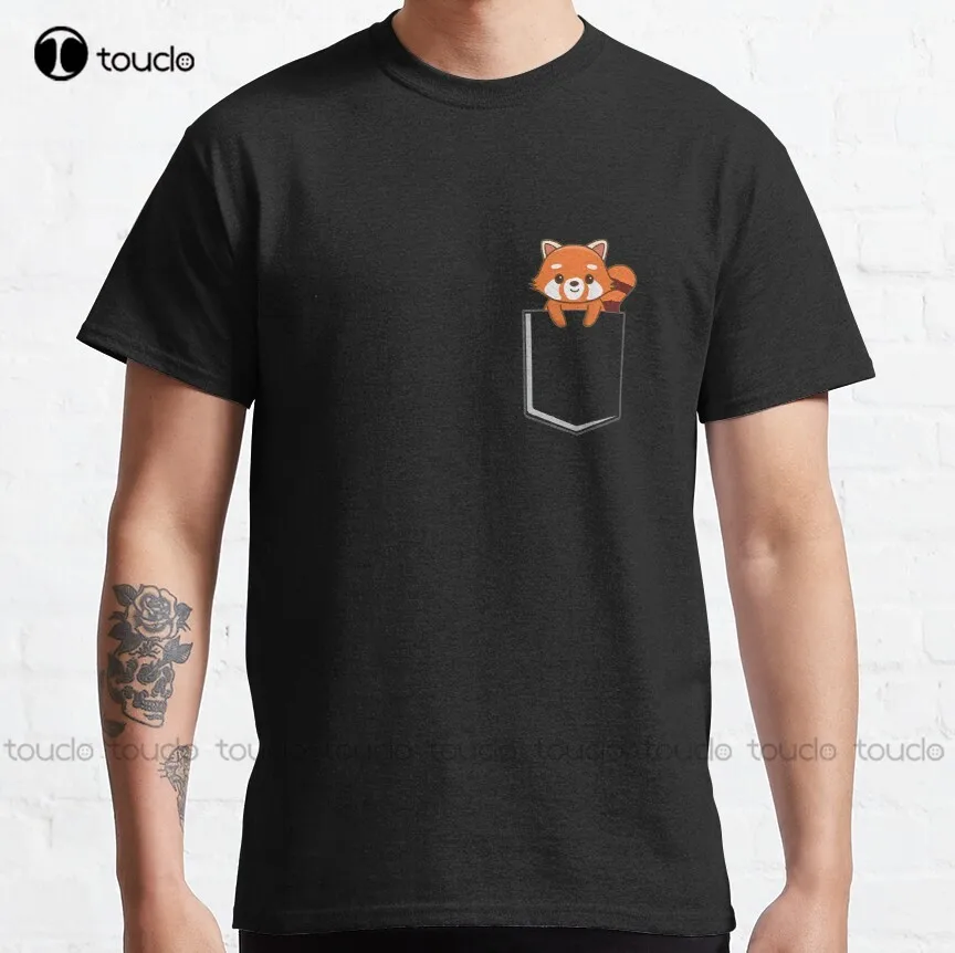 

Red Panda In A Pocket Cute Love Red Panda Pocket Gift Classic T-Shirt Mens Big And Tall Shirts Custom Aldult Teen Unisex Xs-5Xl