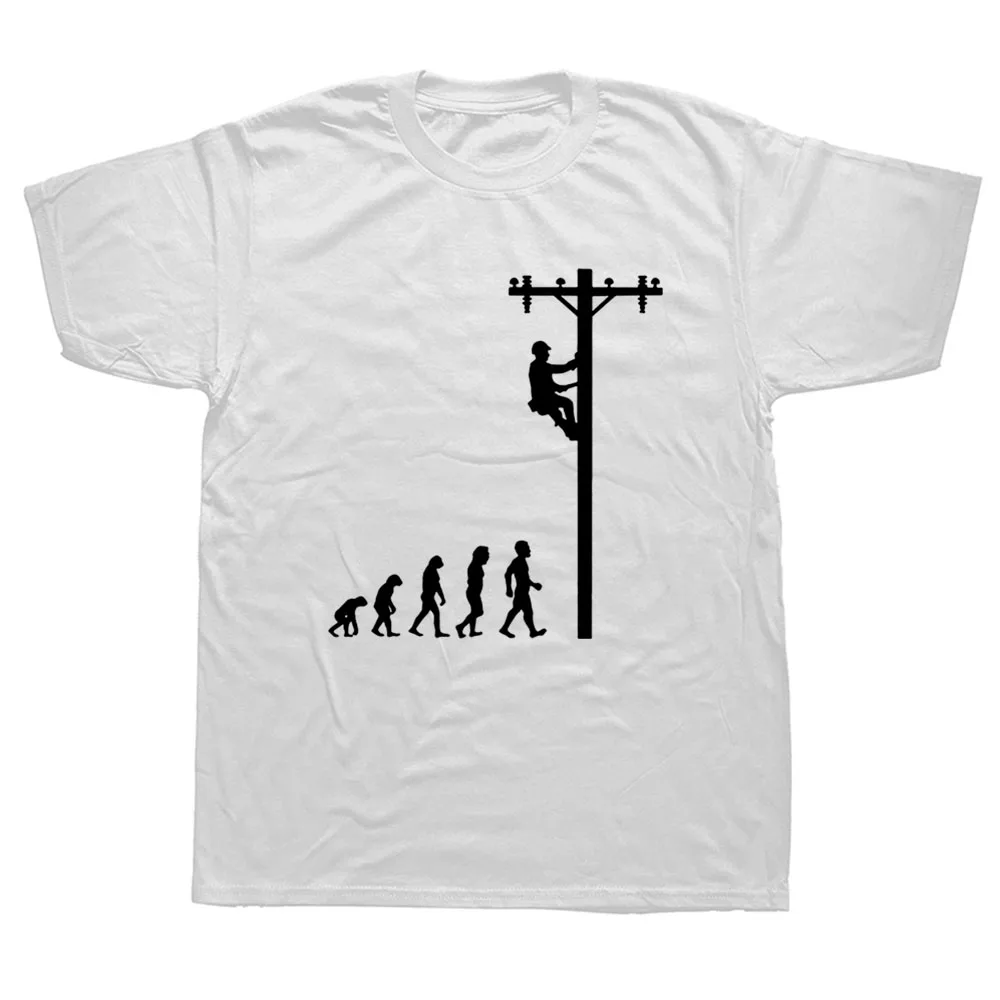 Футболка мужская с коротким рукавом Evolution Of Lineman смешная тенниска электрика