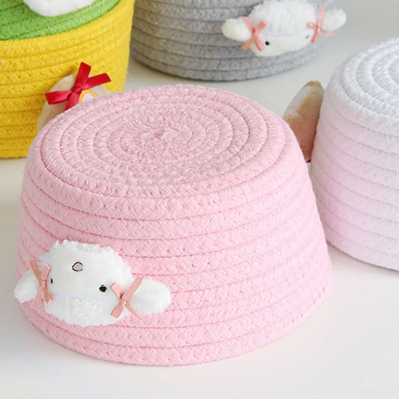 

Hand-woven Basket Desktop Sundries Key Cotton Thread Flower Storage Box Children's Toy Desktop Decoration Sundries Organizer