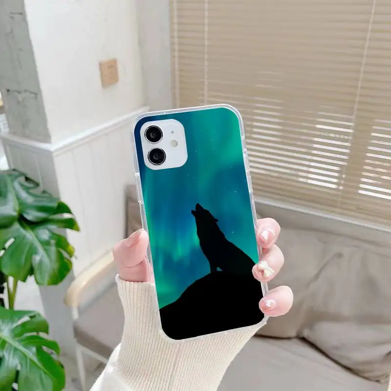 

Moon roaring wolf Phone Case For Samsung S9 S10 S20 Note20 A71 A21s S4 S5 S6 Plus S20Fe lite Transparent Nax Fundas Cover