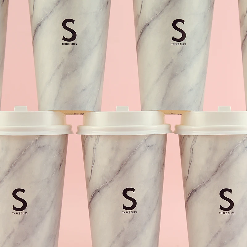 

50pcs High quality disposable coffee cup creative birthday party favors milk tea hot drinks takeaway packaging paper cups 400ml