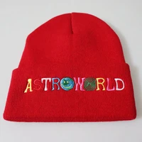 winter knitted hat women fashion astroworld pattern embroidery ski warm winter beanie skullies cap hats