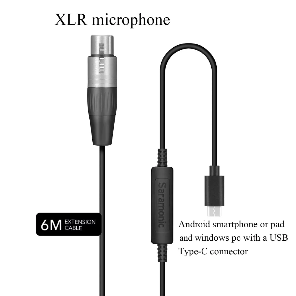 Кабель адаптер Saramonic UTC XLR 6 м с разъемом и USB Type C для Pro Mic & Android Smartphone|Аксессуары
