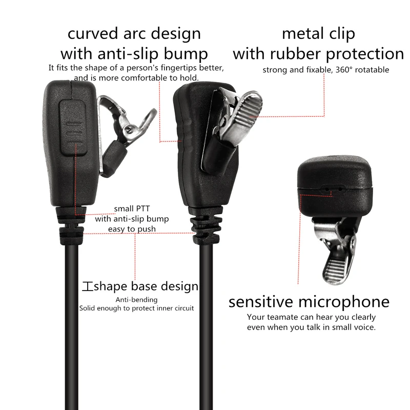 2 Way Radio Air Acoustic Earpiece Walkie Talkie Headset with Black Earmolds for Sepura STP8000, STP8030, STP8035, STP8038