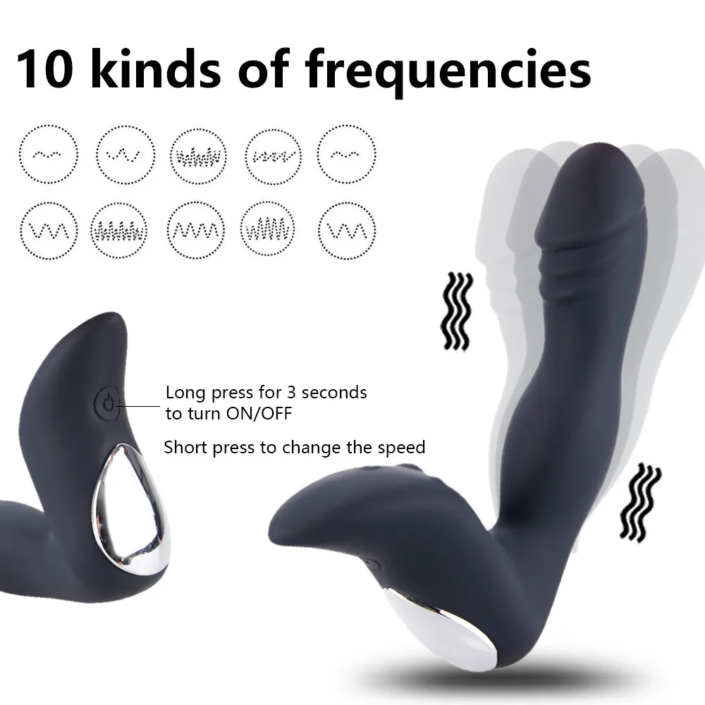 Vibrating Prostate Massager Men Anal Butt Waterproof 10 Modes Powerful Motors Plug Vibrator Sex Toys for Adults Gay | Красота и