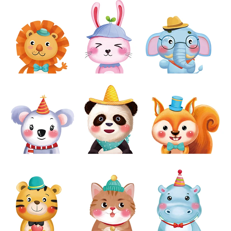 

Hand Painted Cartoon Animal Wall Stickers for Kids Room Decor Toilet Floor Paste Waterproof Self-adhesive Decals for Furniture