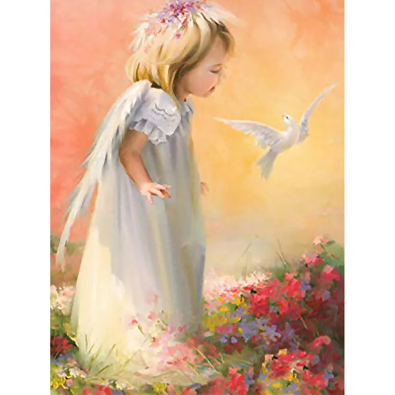 

DIY digital oil painting acrylic little girl digital hand-painted oil painting home decoration mural