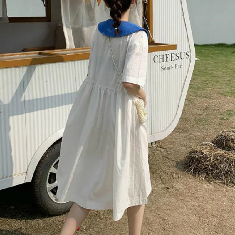 Платье с коротким рукавом, летнее простое Новое шикарное свободное лоскутное платье-трапеция для отдыха в стиле ольччан, милое элегантное п... от AliExpress WW