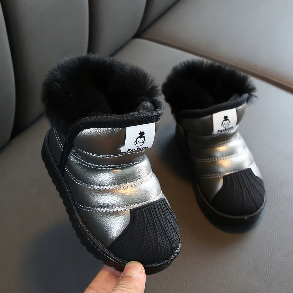 Kids Snow Boots Girl Boys Waterproof Plus Velvet Thickening Short Booties Toddler Infant Baby Winter Warm Shoes 21-32 |