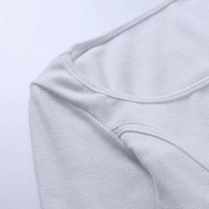 

Instunning Sexy Crop Top Square Collar Long Sleeve Women T-Shirts Solid Hem Assymmetric Slim Patchwork Streetwear Autumn Tops