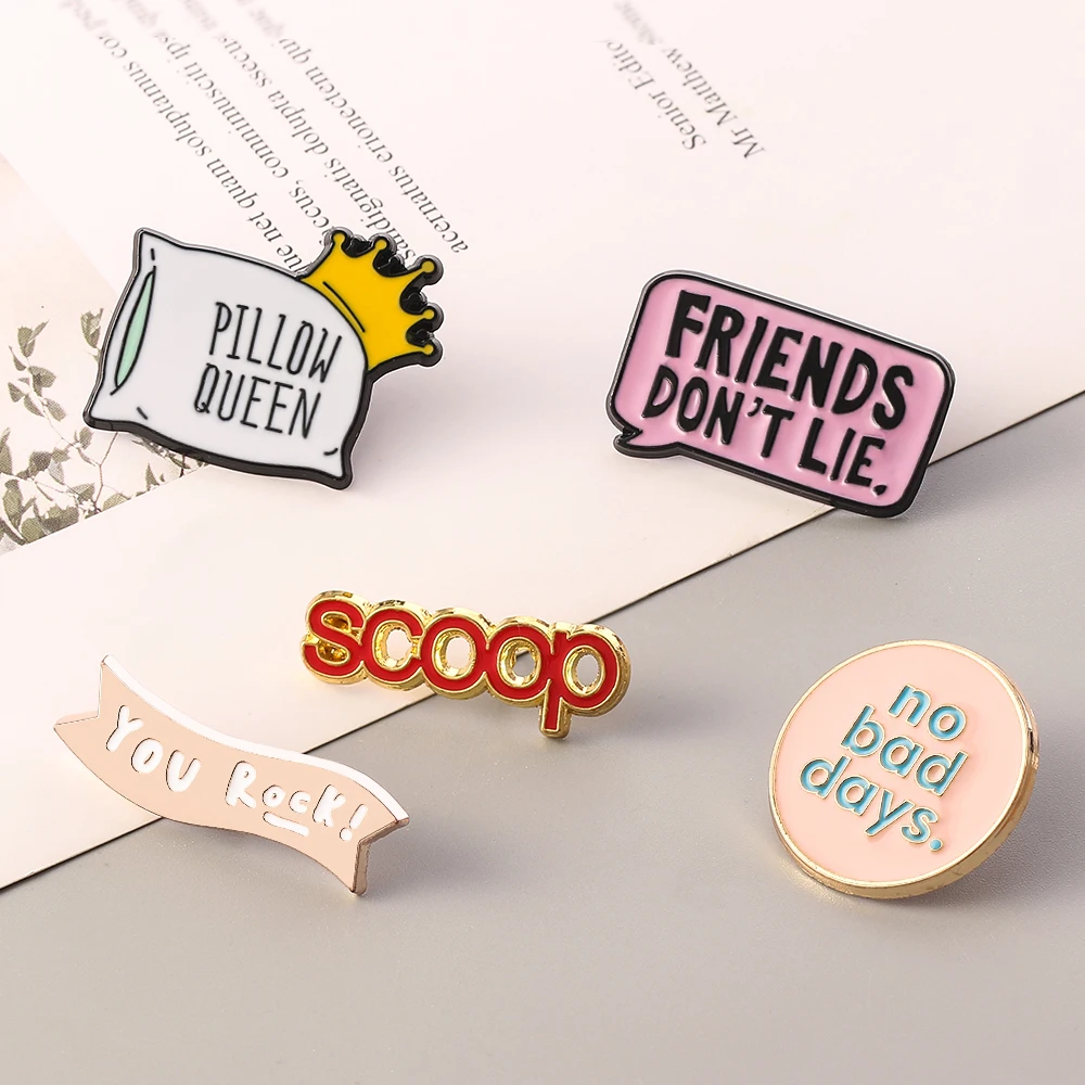 Друзей не лежат эмали штырь Подушка королева броши шпильки Значки для детей