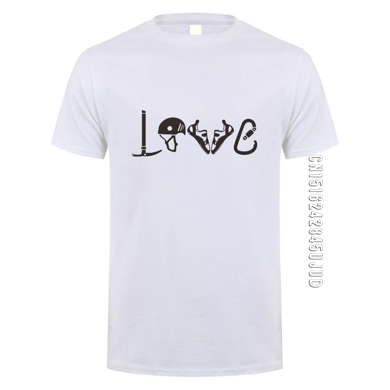 LOVE Climb Equipment T Shirt Men O Neck Cotton Climbing Mountain T-shirts Man Camisetas Gift