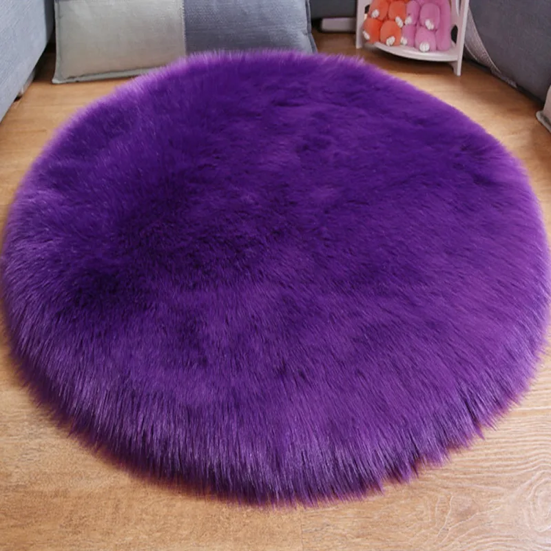 Коврик OIMG из искусственного меха Пушистый Ковер круглой формы 6 см ворс пушистый