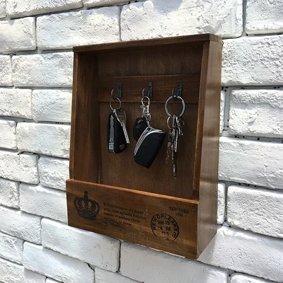 Винтажный крючок для ключей из массива дерева без отверстий подвесной брелок